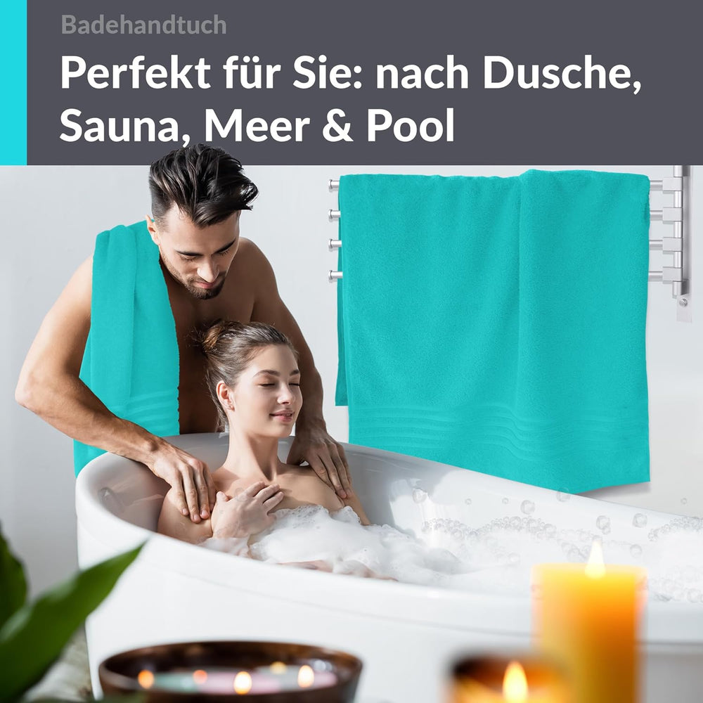 Duschtuch groß 100x150 cm 2er Set Türkis - Lagunen