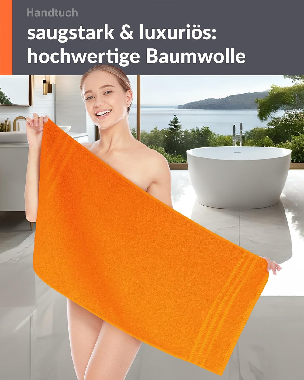 Handtuch 50x100 cm Orange - Clementinen