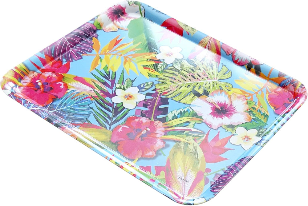 Gastrotablett 50x37 cm, Kunststoff Servicetablett italienisch, Gartentablett Muster: Tropical, Buntes Esstablett