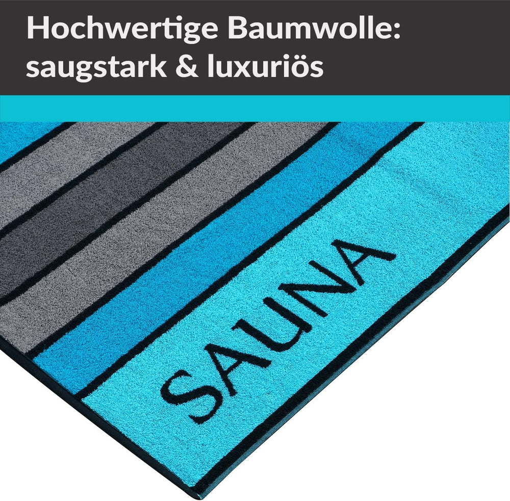 XL Premium Saunahandtuch 85x200 cm, Blau - Türkis - Grau,