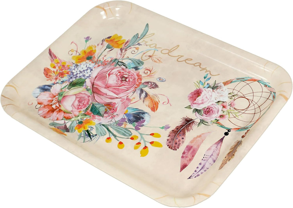 Tablett Deko Traumfänger, Serviertablett Kunstoff klein 31x23 cm