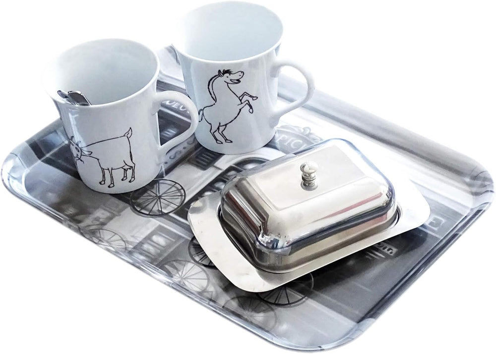 Melamintablett Motiv: Landhaus, Rechteckiges Serviertablett mittel groß 38x26 cm, Kaffeetablett aus Italien
