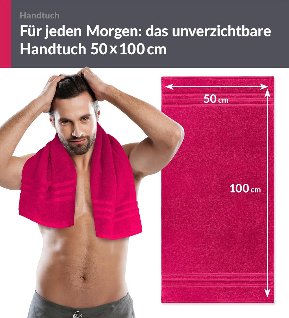 4er Handtücher Set 50x100 cm Baumwolle Rot - Rhabarber