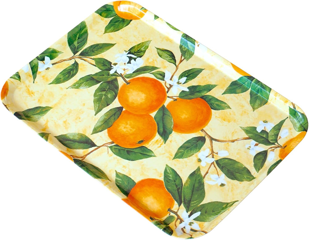 Tablett Deko mit Orangen, praktisches Tablett rechteckig aus Melamin 45x31 cm