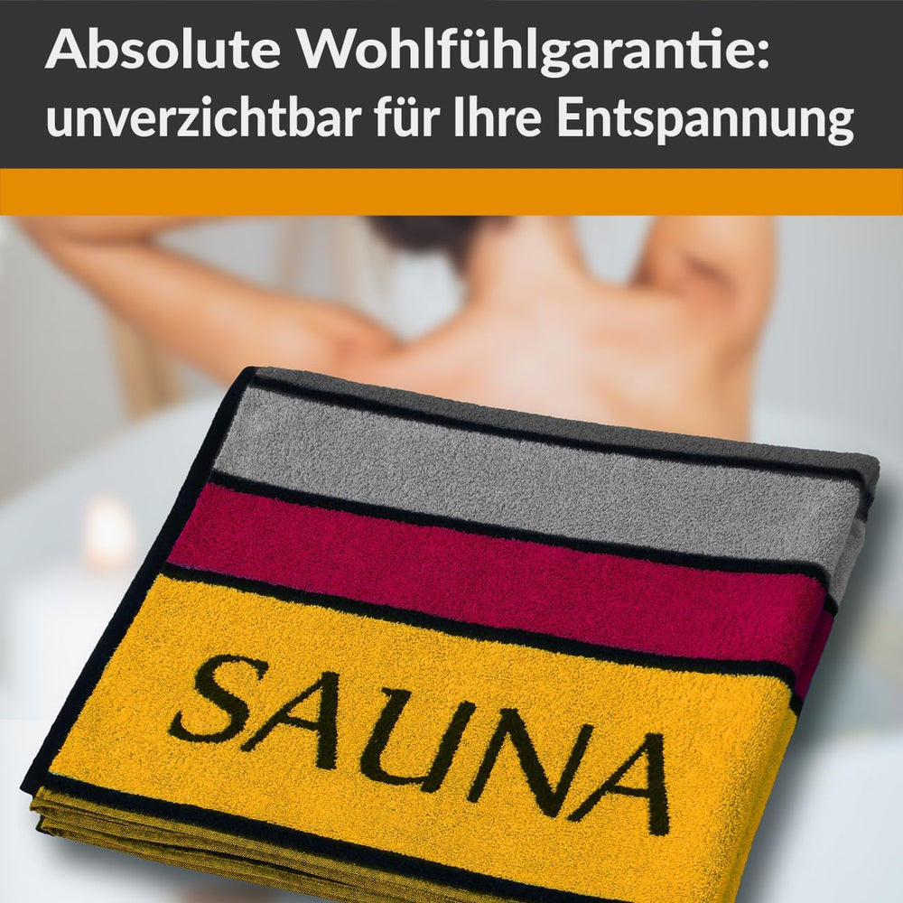 XL Premium Saunahandtuch 85x200 cm, Rot - Orange - Grau,