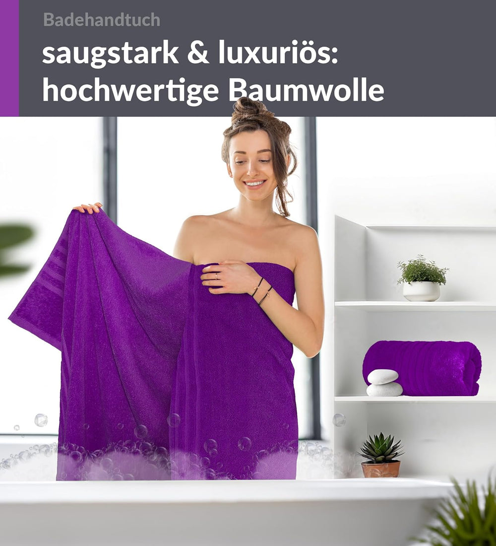 Duschtuch groß 100x150 cm 2er Set Lila - Aubergine