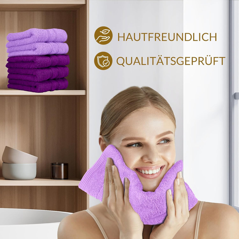 Waschlappen Set zweifarbig 30x30 cm 6 Stück Flieder - Aubergine