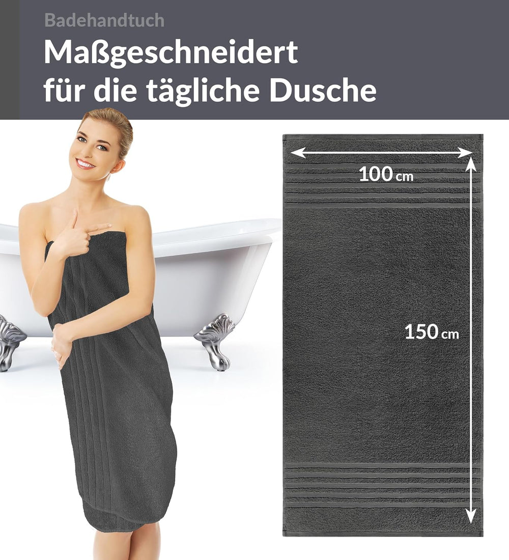 Badetuch 100x150 cm Grau - Anthrazit
