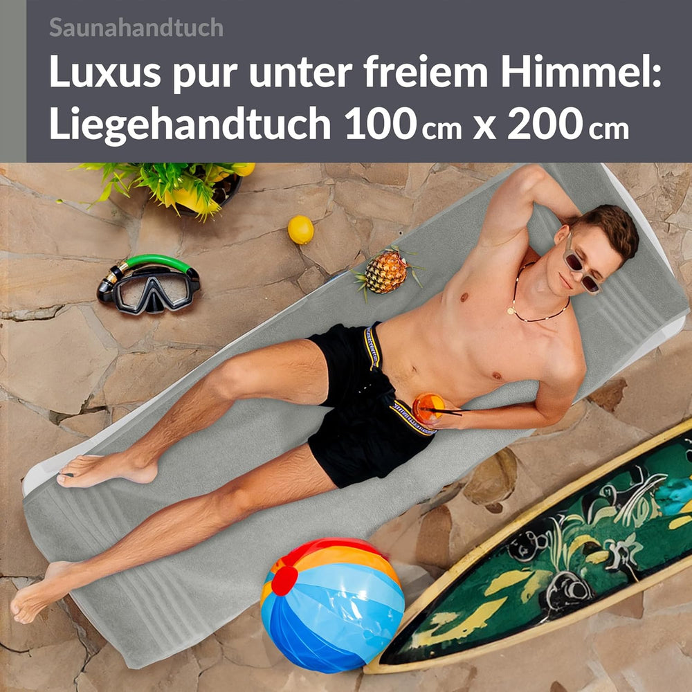 Badetuch groß 100x200 cm Grau - Stein