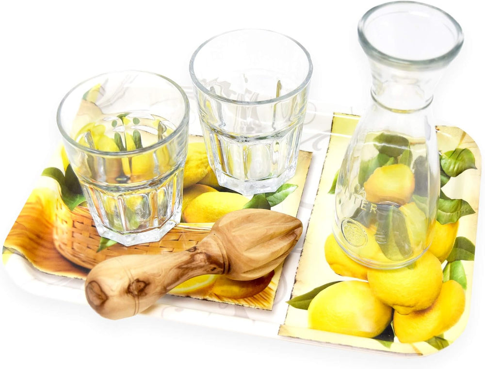 Robustes kleines Snacktablett, Druck: Strandoase, Farbenfrohes Melamin Tablett eckig, Format: 31x23 cm
