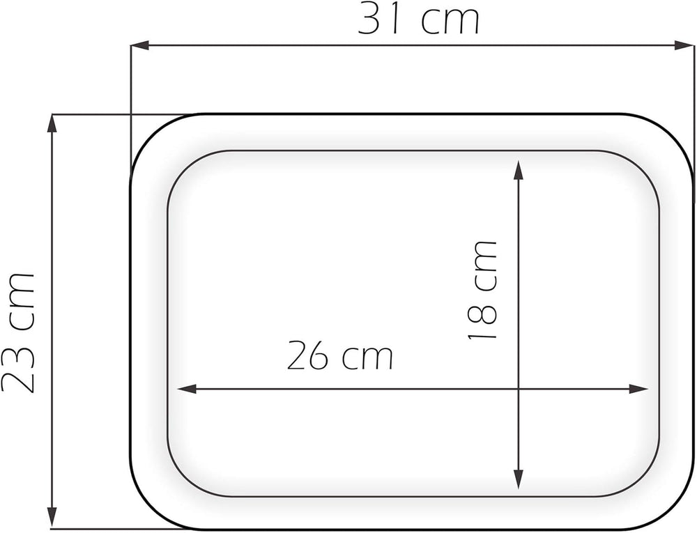 Robustes kleines Snacktablett, Druck: Strandoase, Farbenfrohes Melamin Tablett eckig, Format: 31x23 cm