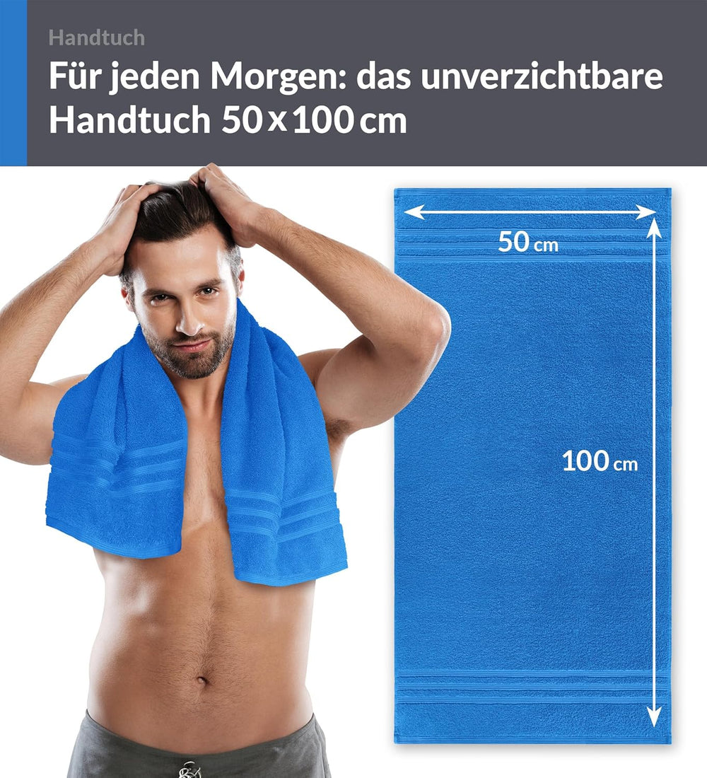 4er Handtücher Set 50x100 cm Baumwolle Blau - Capri