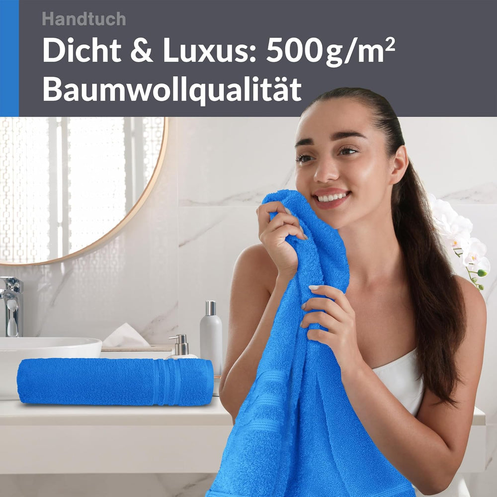 4er Handtücher Set 50x100 cm Baumwolle Blau - Capri