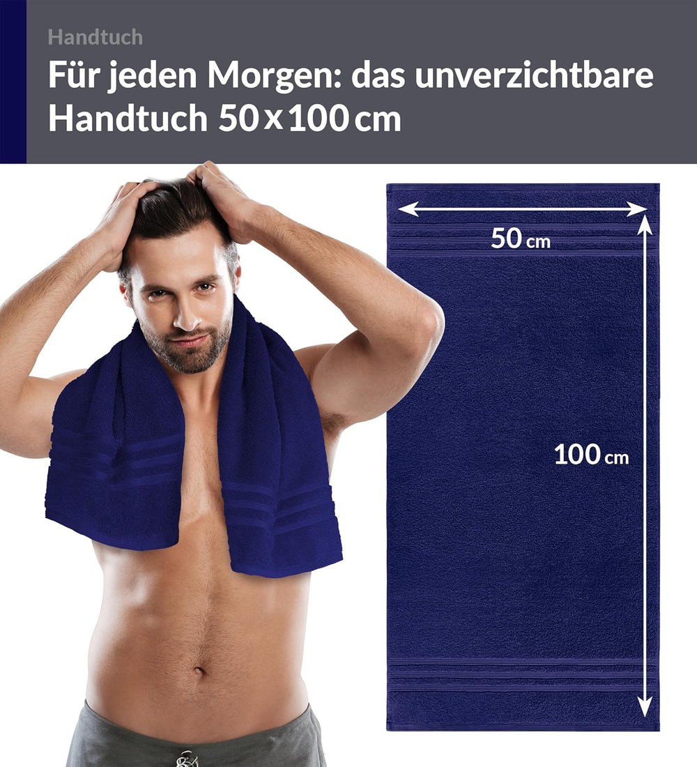 4er Handtücher Set 50x100 cm Baumwolle Blau - Marine