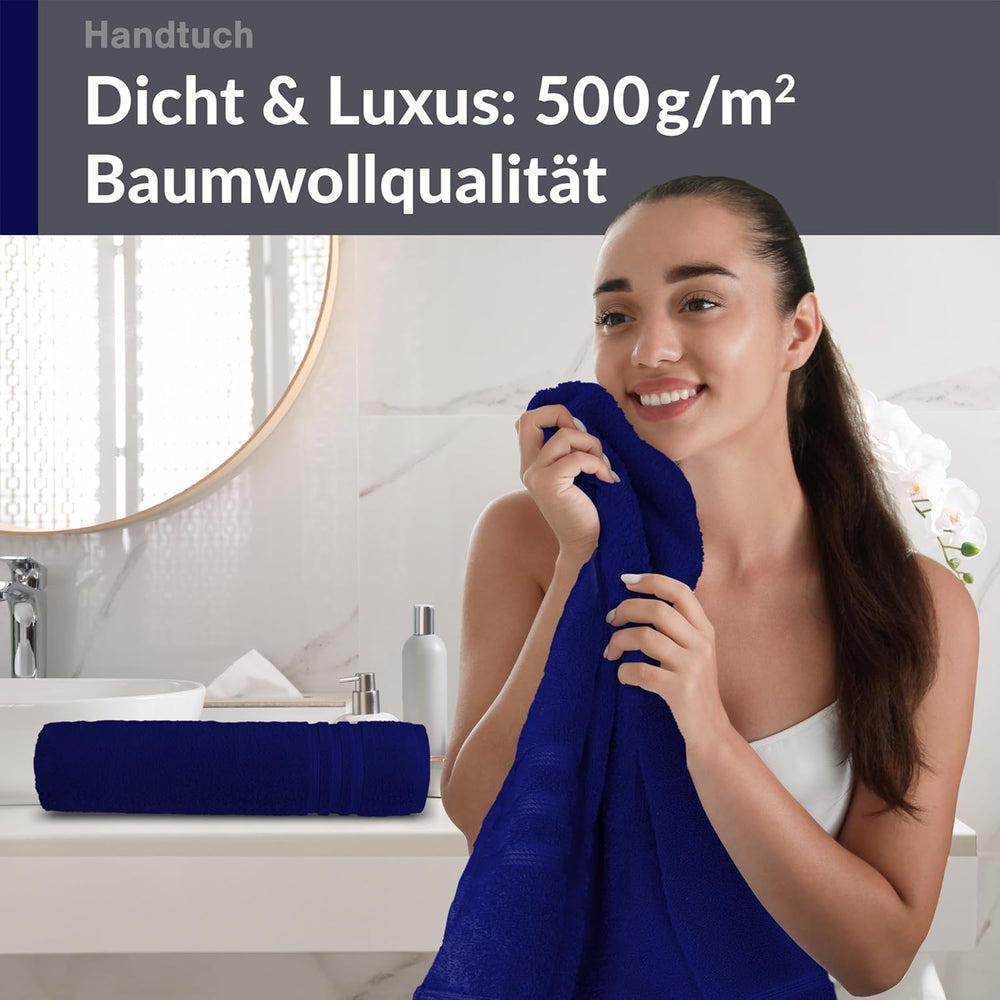 4er Handtücher Set 50x100 cm Baumwolle Blau - Marine