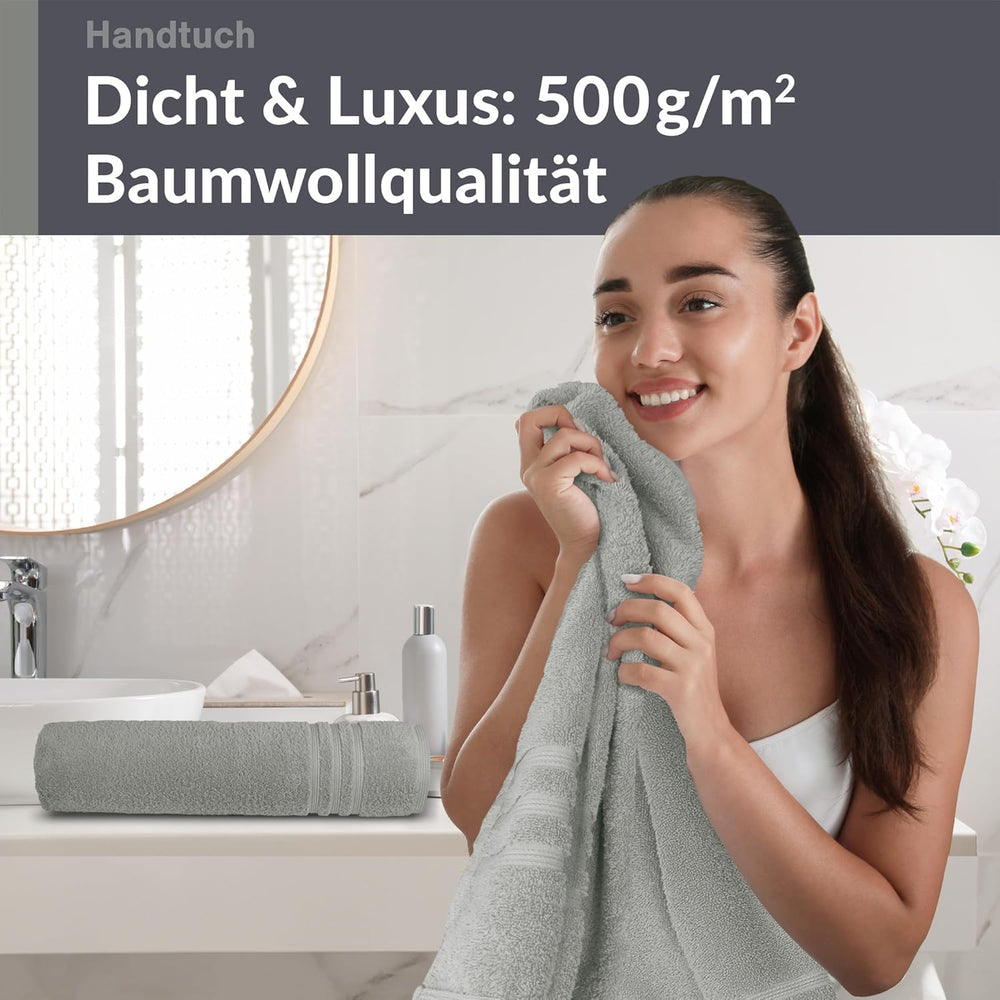 4er Handtücher Set 50x100 cm Baumwolle Grau - Stein