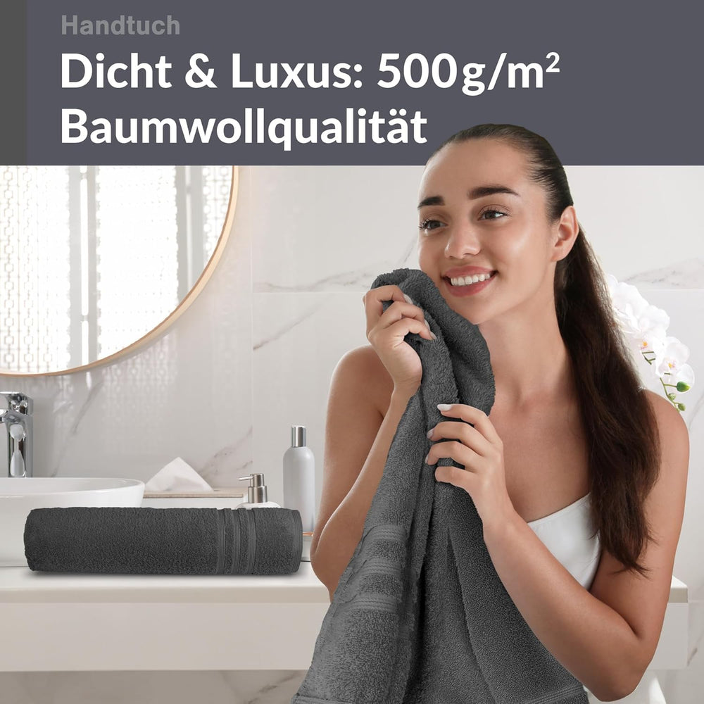 4er Handtücher Set 50x100 cm Baumwolle Anthrazit - Grau