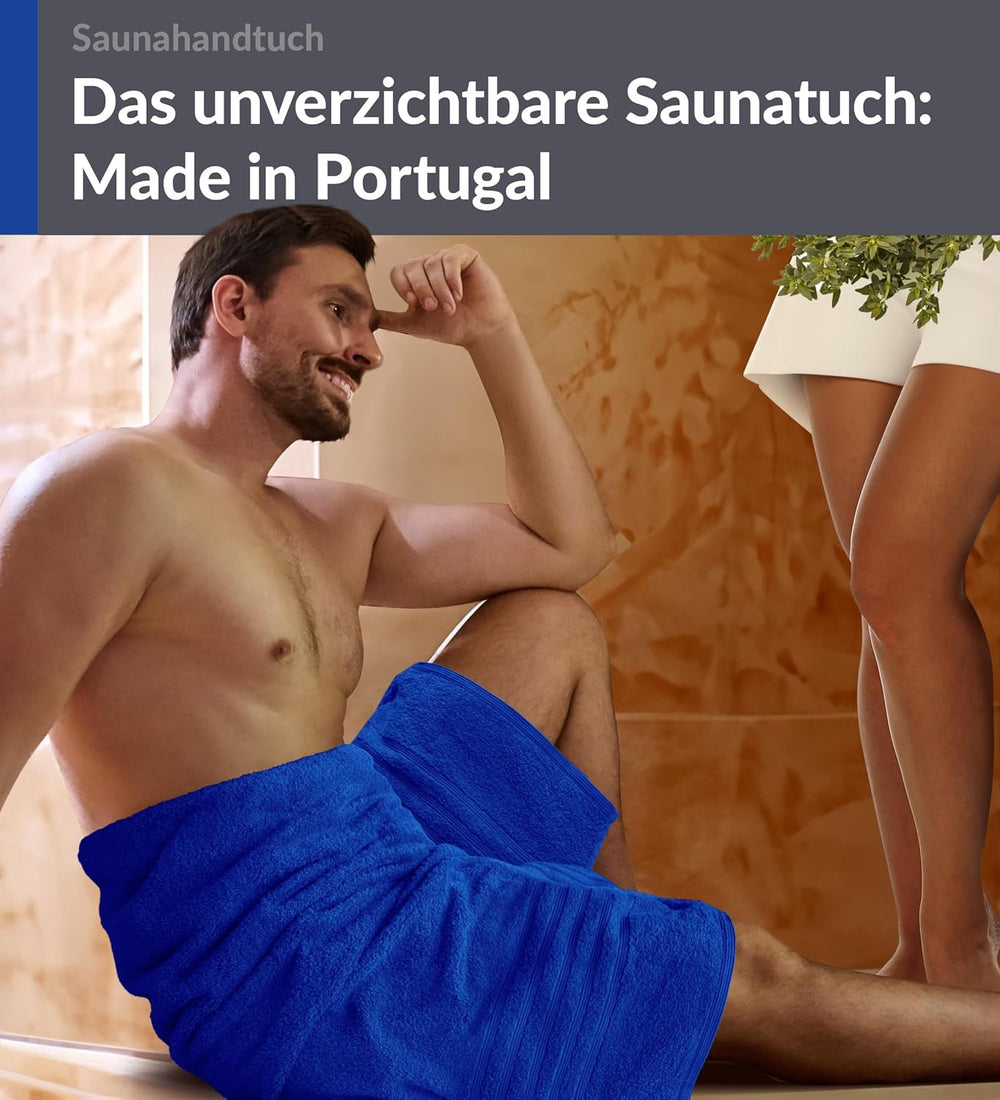 Saunahandtuch extra lang 80x220 cm Blau- Azur