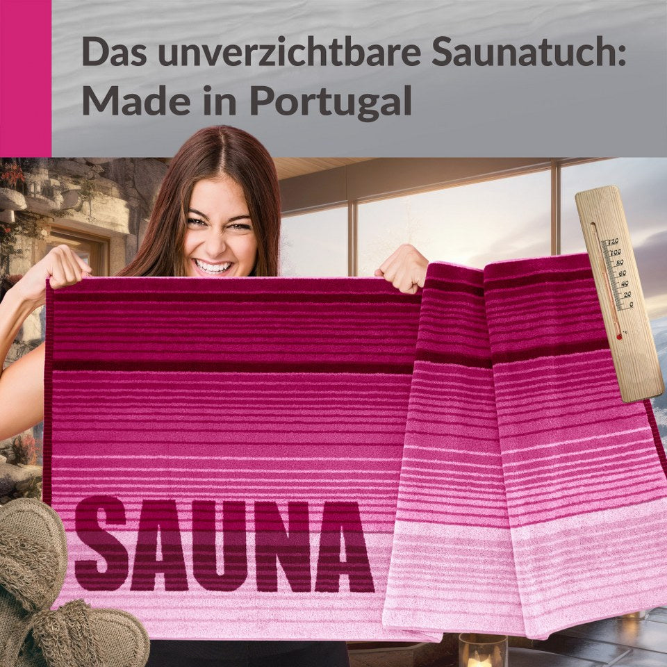 Saunahandtuch 85x200 cm Rosa - Weinrot, Oslo Saunatuch
