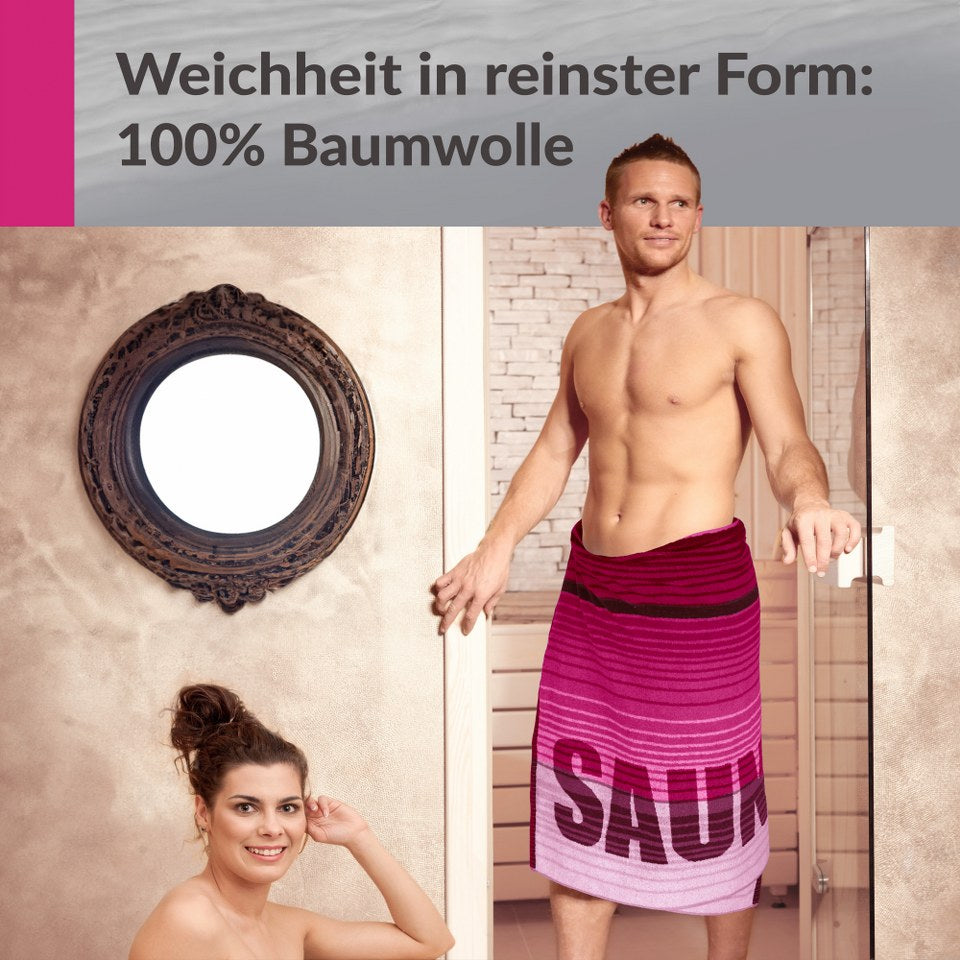 Saunahandtuch 85x200 cm Rosa - Weinrot, Oslo Saunatuch