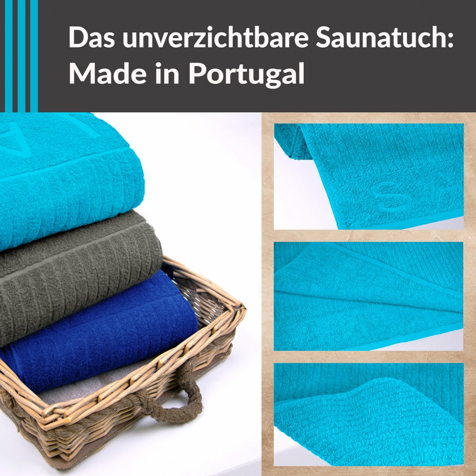 Saunatuch 85x200 cm Blau - Aquamarin, Kopenhagen Saunahandtuch