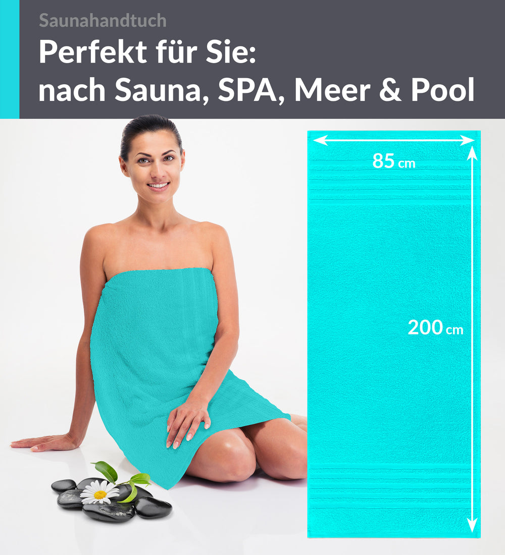 Saunahandtuch extra lang 80x220 cm Türkis - Lagunen