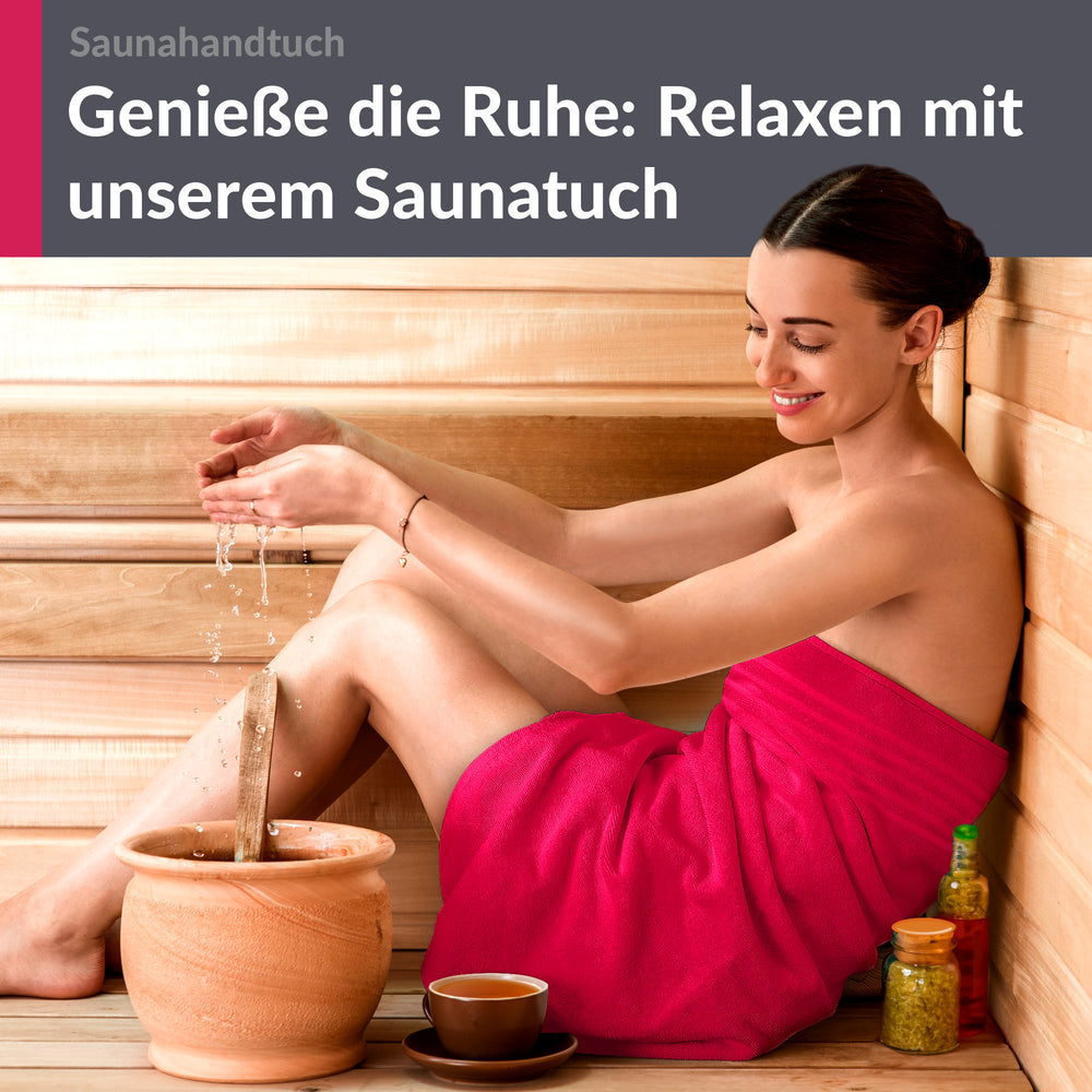 Saunahandtuch extra lang 80x220 cm Rot - Rhabarber