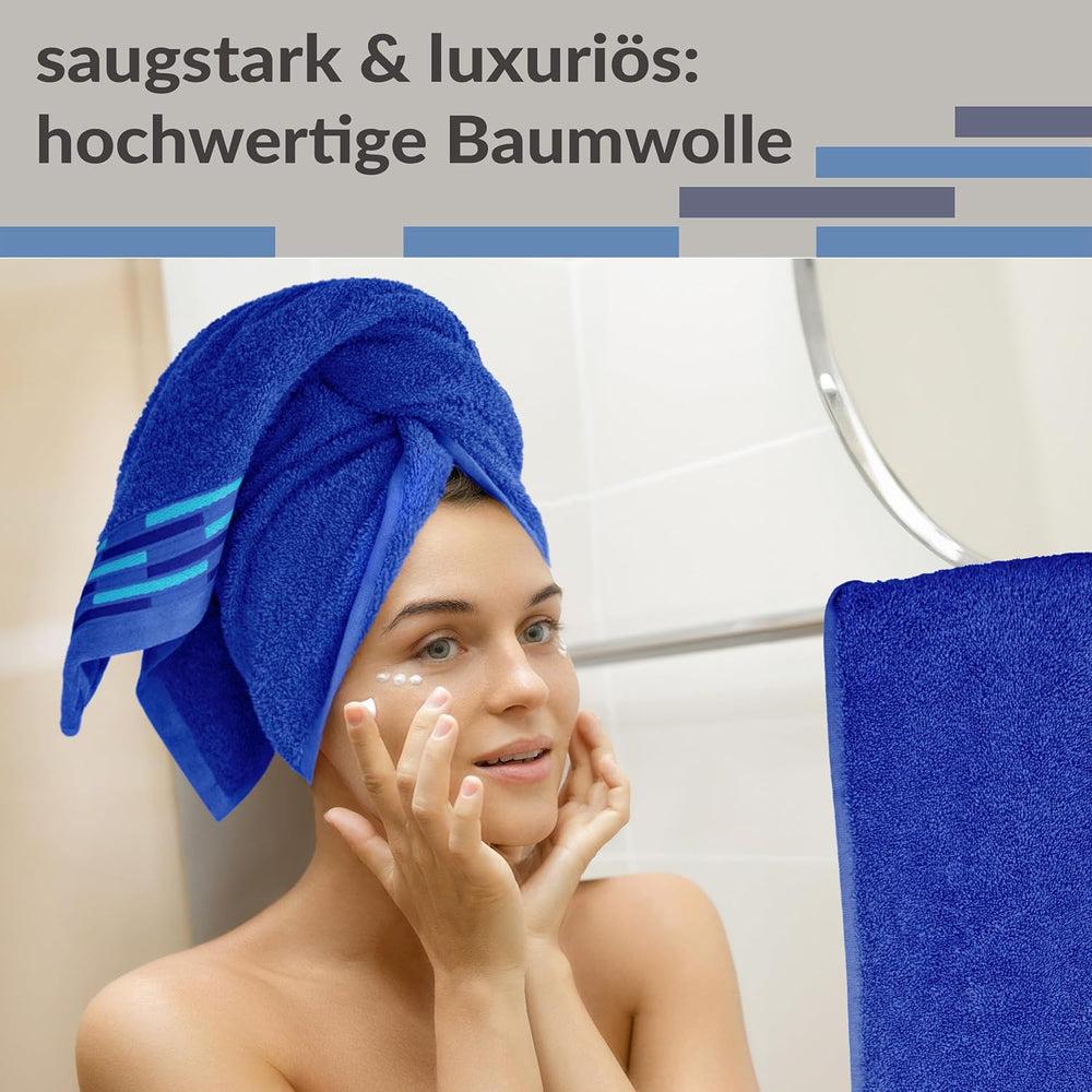 Handtuch Set 50x100 cm, Lugano 2er Frotteetücher Blau - Königs