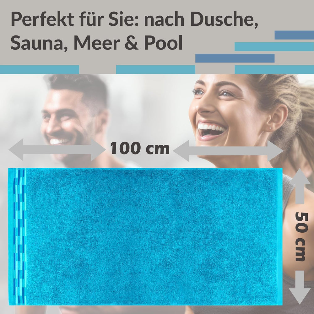 Handtuch Set 50x100 cm, Lugano 2er Frotteetücher Blau - Aquamarin