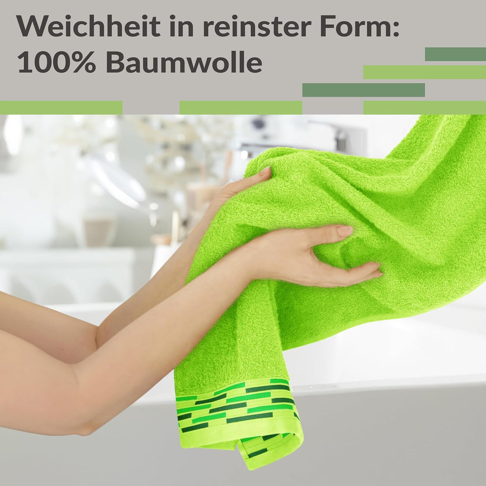 Handtuch Set 50x100 cm, Lugano 2er Frotteetücher Grün - Apfel