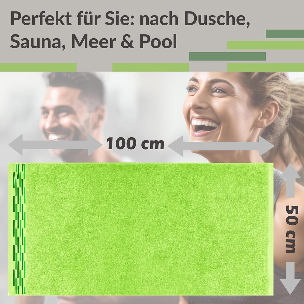 Handtuch Set 50x100 cm, Lugano 2er Frotteetücher Grün - Apfel