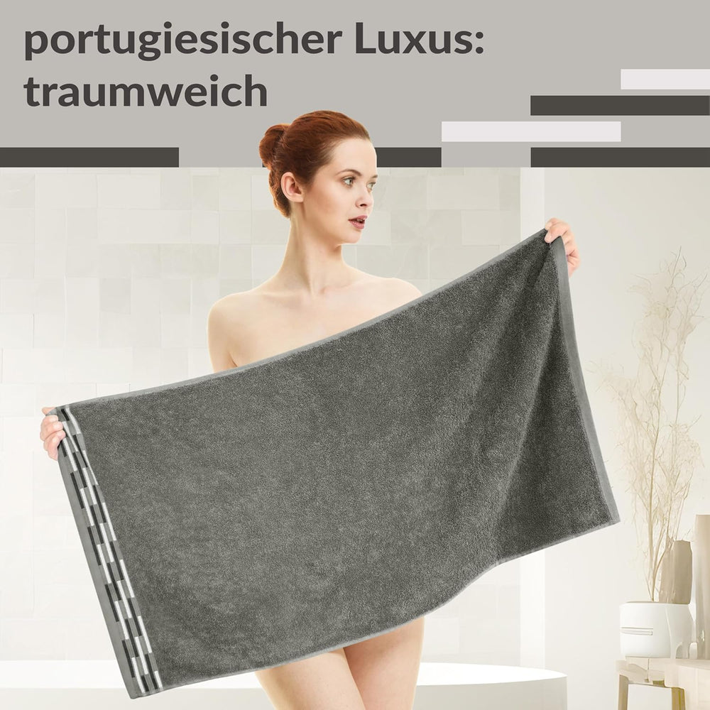 Handtuch Set 50x100 cm, Lugano 2er Frotteetücher Grau - Dunkel