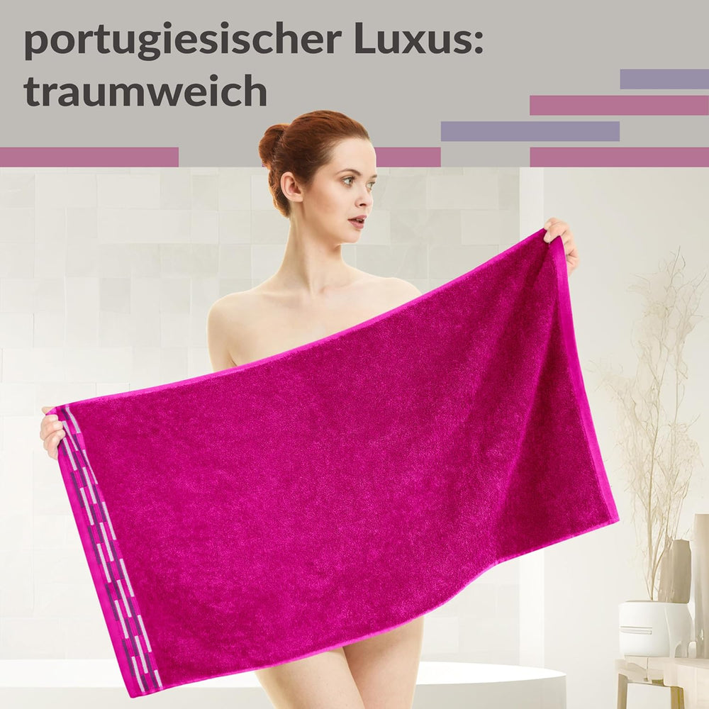 Handtuch Set 50x100 cm, Lugano 2er Frotteetücher Pink – Purpur