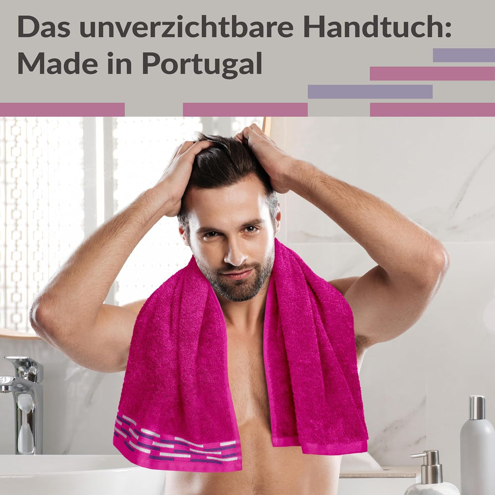 Handtuch Set 50x100 cm, Lugano 2er Frotteetücher Pink – Purpur