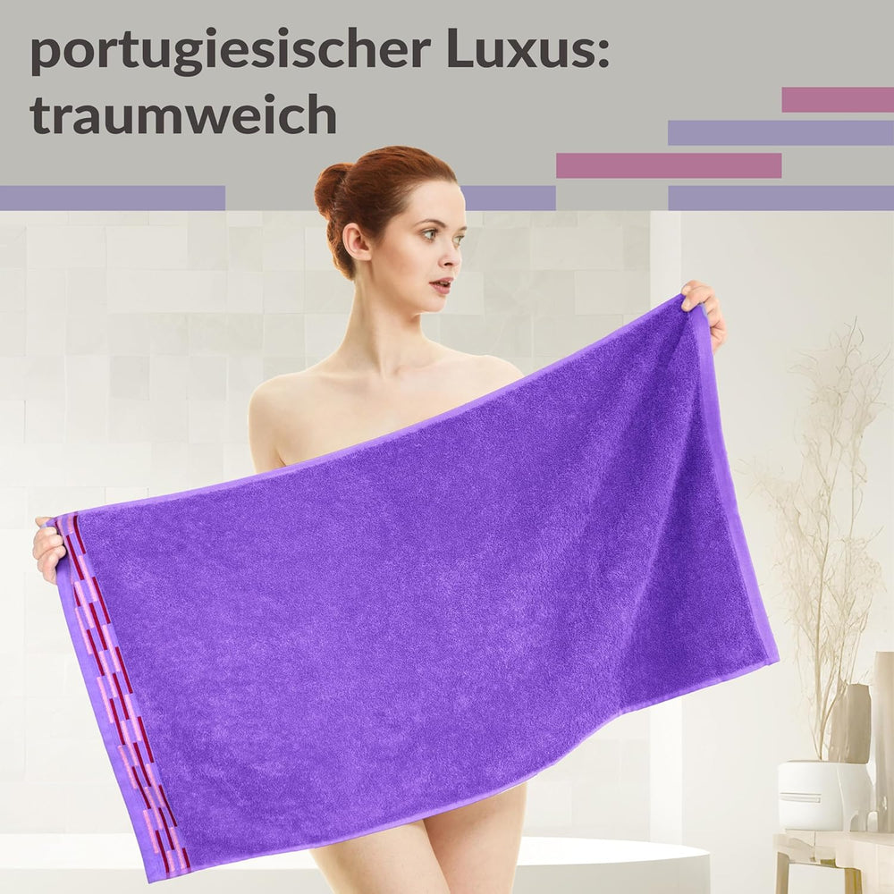 Handtuch Set 50x100 cm, Lugano 2er Frotteetücher Lila - Lavendel