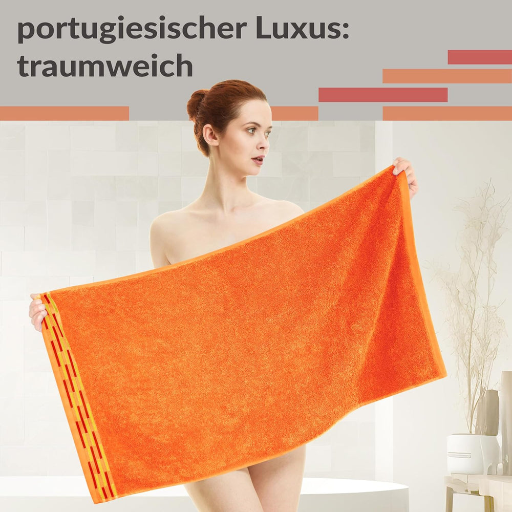 Handtuch Set 50x100 cm, Lugano 2er Frotteetücher Orange – Blutorange