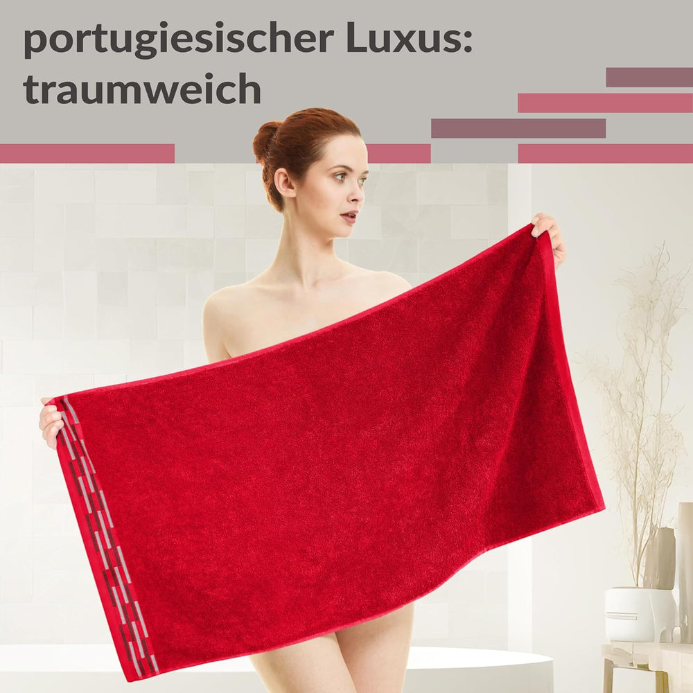 Handtuch Set 50x100 cm, Lugano 2er Frotteetücher Rot - Scharlach