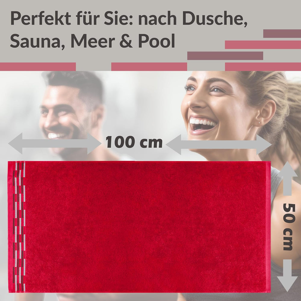 Handtuch Set 50x100 cm, Lugano 2er Frotteetücher Rot - Scharlach