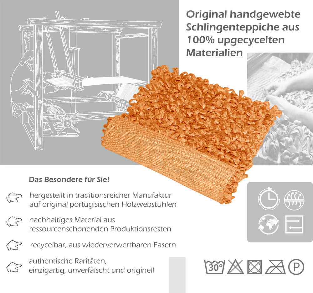 Handemade Schlingenteppich 50x70 cm, Gelb - Honig