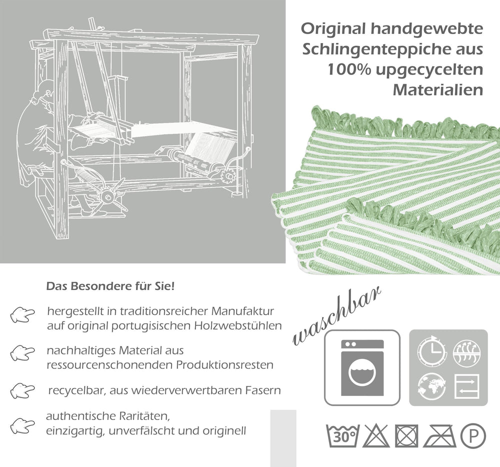 Handmade Läufer 50x70 cm Grün - Lind