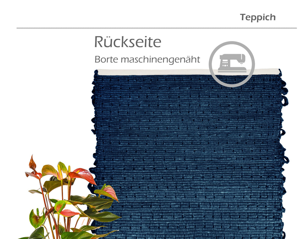 Handemade Schlingenteppich 50x70 cm, Blau - Kosmos