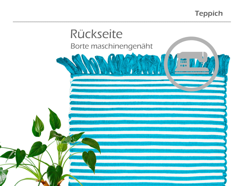 Handmade Läufer 50x70 cm Blau - Pazifik