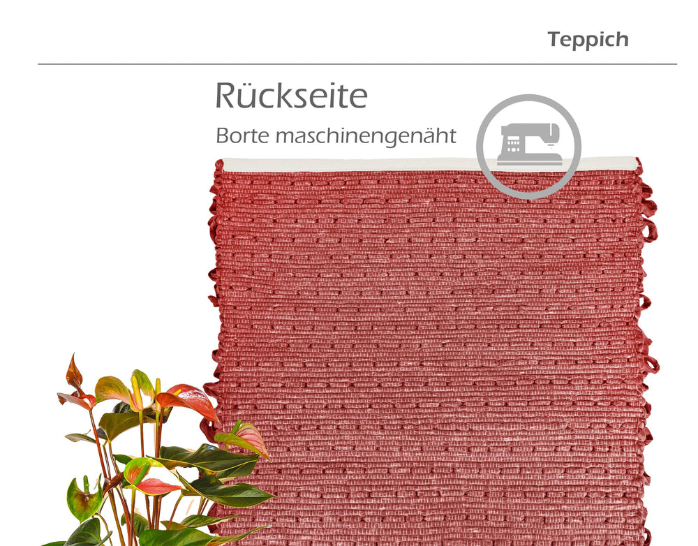 Handemade Schlingenteppich 50x70 cm, Rosa - Marsala