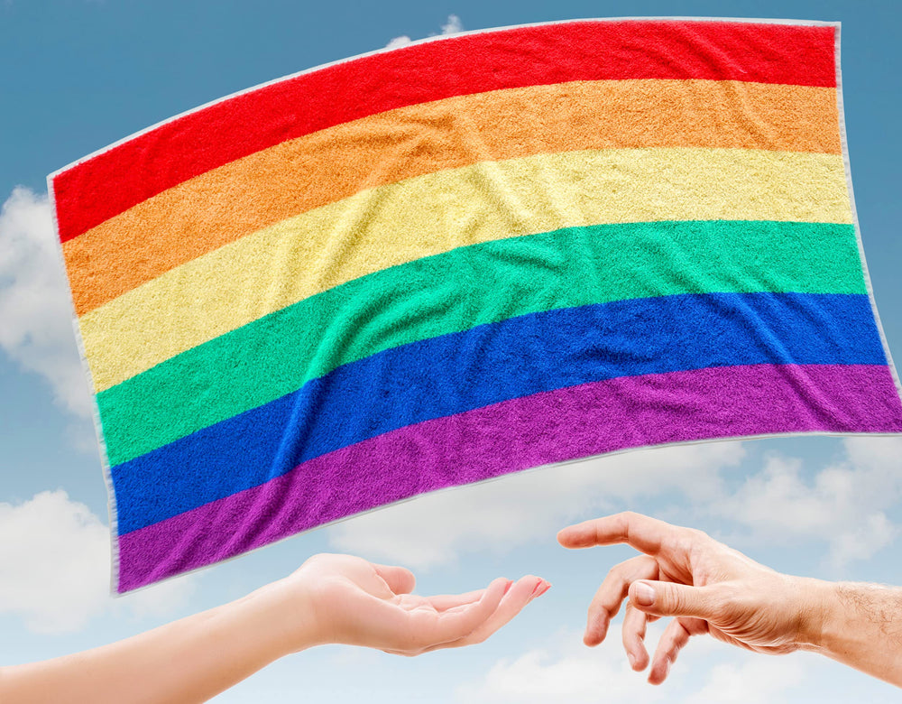 Regenbogen 2er Handtuchset, Bunte Frotteetücher 50x100 cm