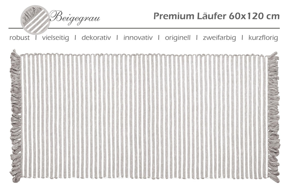 Handmade Läufer 60x120 cm Grau - Beige
