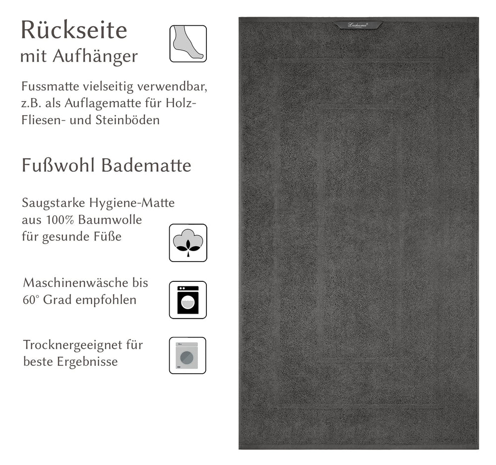Frottee Duschvorleger 50x90 cm Grau - Anthrazit