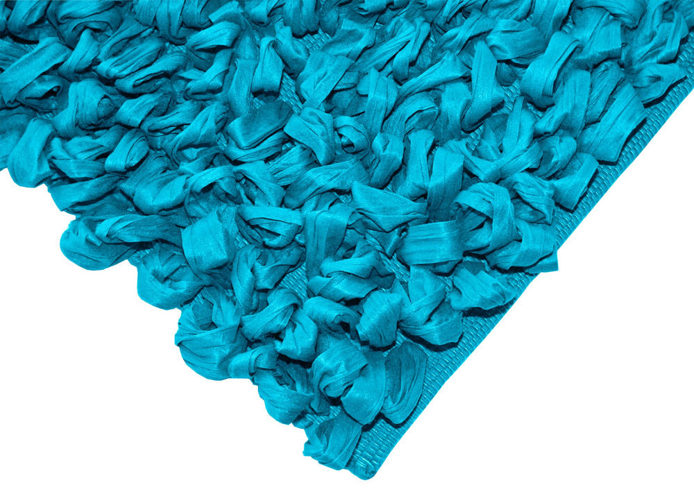 Handemade Schlingenteppich 50x70 cm, Blau - Pazifik