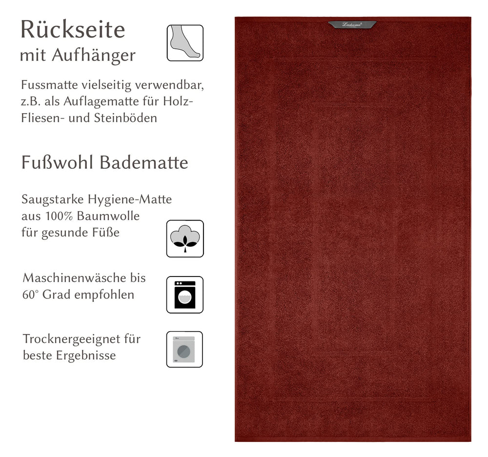 Frottee Badematte 50x80 cm Braun - Rost