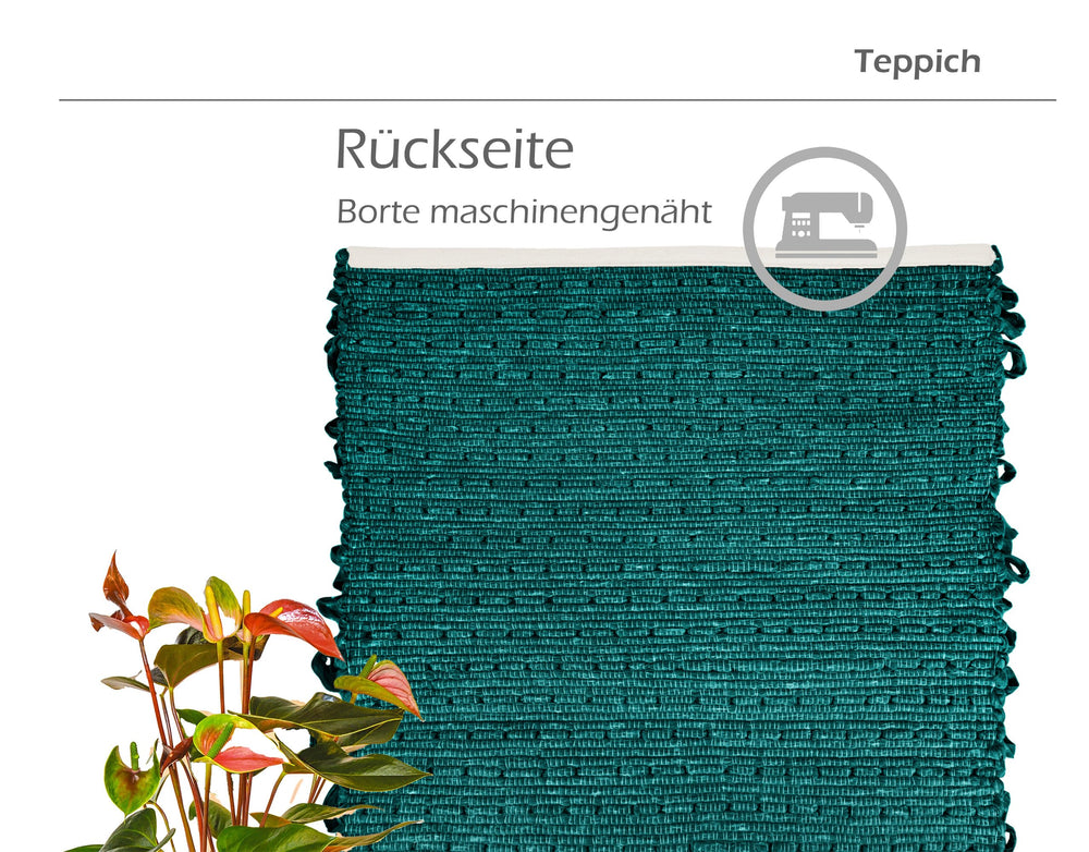 Handemade Schlingenteppich 50x70 cm, Grün - Smaragd