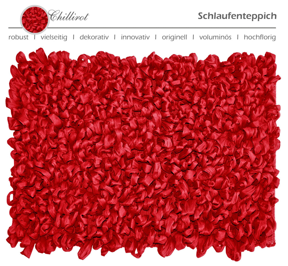 Handemade Schlingenteppich 50x70 cm, Rot - Chili